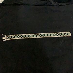 Genuine emerald and sterling silver bracelet